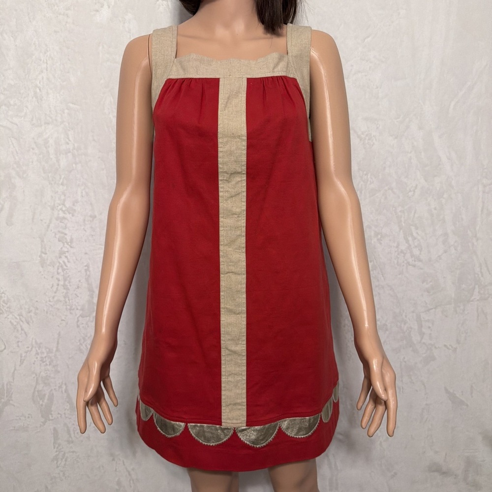 Hayden By Hayden Harnett Los Angeles Red Beige Gold Dress Womens S